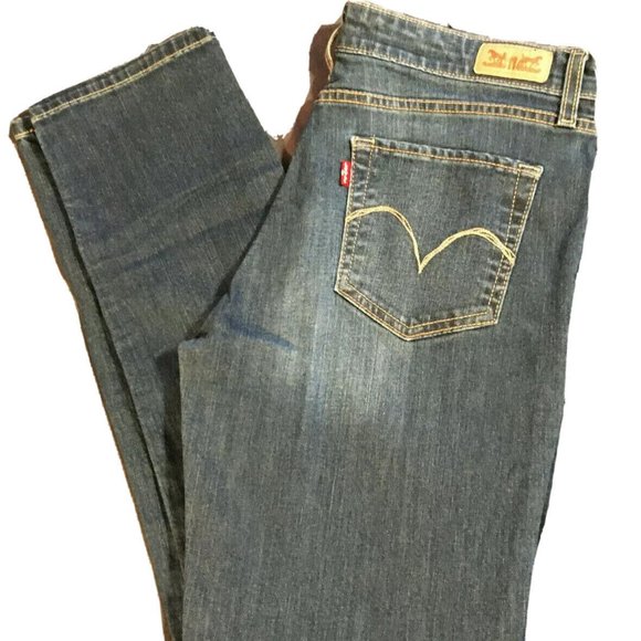 Levi's Women's 10 Med Mid Rise Skinny Fit Medium Wash Straight Leg Jeans Pant - Picture 2 of 6